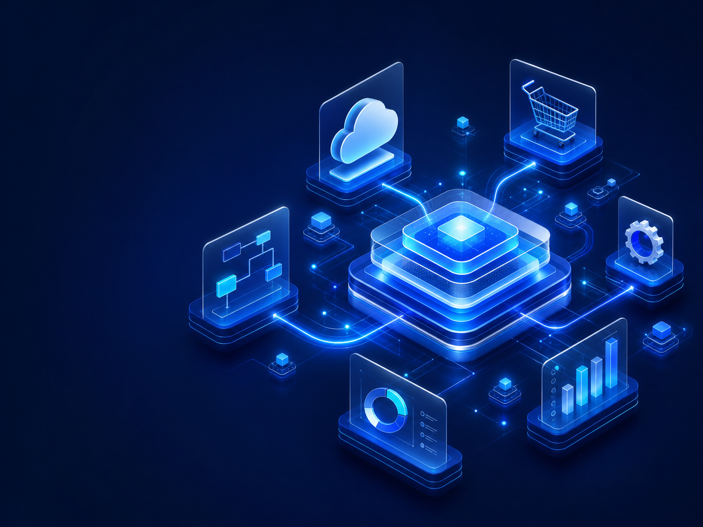 Adobe platform connected to cloud, commerce, automation, integration and analytics capabilities